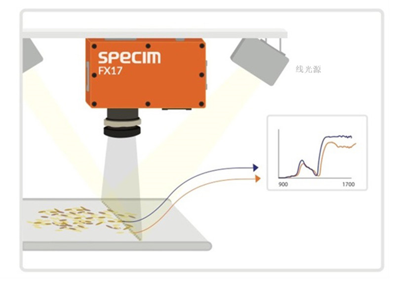 圖 2：NIR 高光譜相機(jī)根據(jù)不同材料的獨(dú)特光譜“指紋”實時識別這些材料