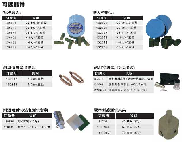 Taber 5750磨耗試驗機可選配件